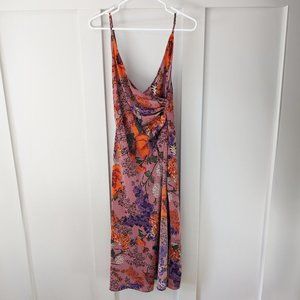 Urban Outfitters Lily Satin Wrap Midi Dress | Size Small